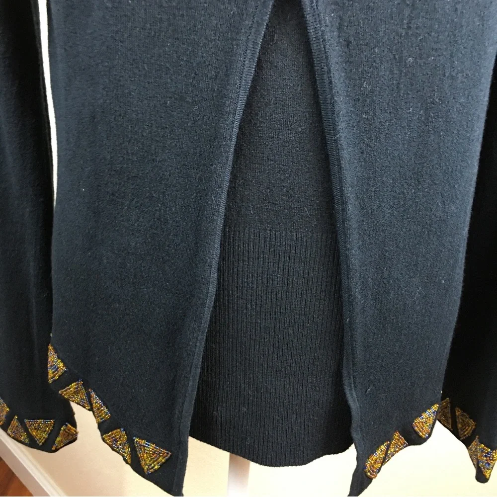 BCBGMAXAZRIA Black Cardigan & Shell Sweater Beaded Diamond Design Size M - Picture 5 of 16